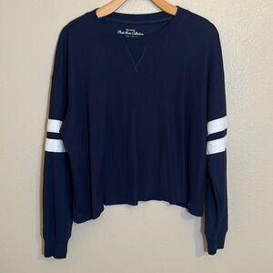 Hollister Navy White Stripe Oversized Thermal Shirt